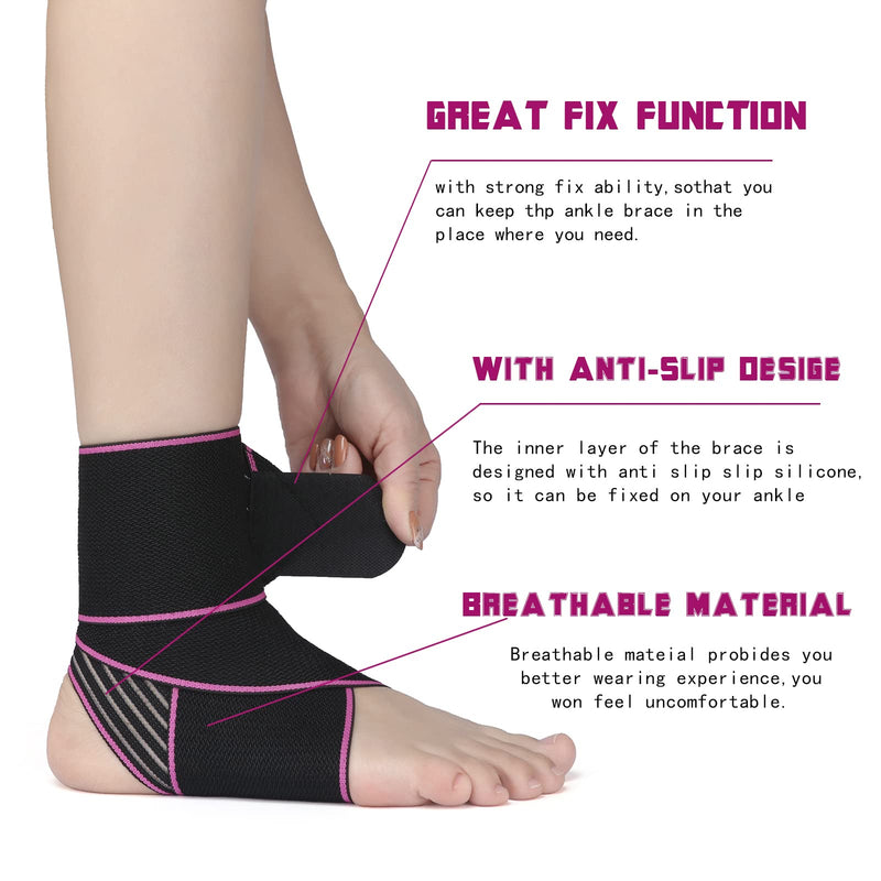 [Australia] - Ankle Support,Ankle Brace for Men and Women, Adjustable Ankle Compression Brace for Plantar fasciitis, arthritis sprains, muscle fatigue or joint pain, heel spurs, foot swelling,Suitable for Sports 1 Rose 