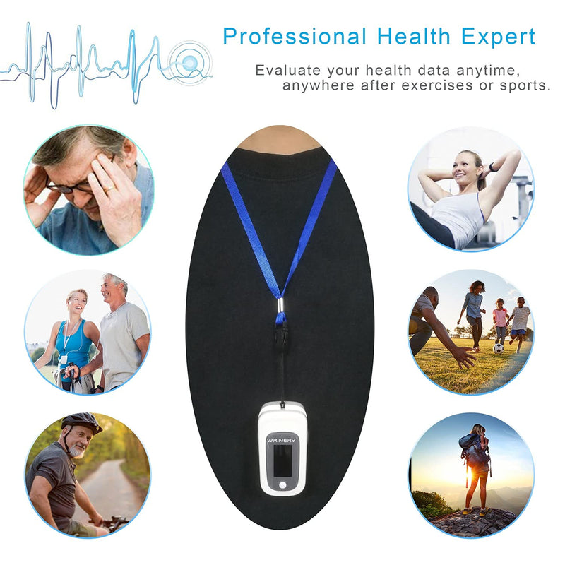 [Australia] - WRINERY Fingertip Pulse Oximeter, Oxygen Saturation Monitor, O2 Saturation Monitor, OLED Portable Oximetry with Batteries, Lanyard (Gray-White) 