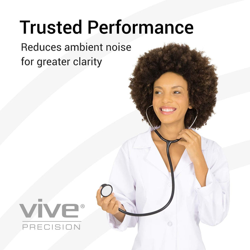 [Australia] - Vive Precision Dualhead Stethoscope - Dual Head Diaphragm Bell for Nurses, ER, Cardiology, Veterinary (Black) Black 