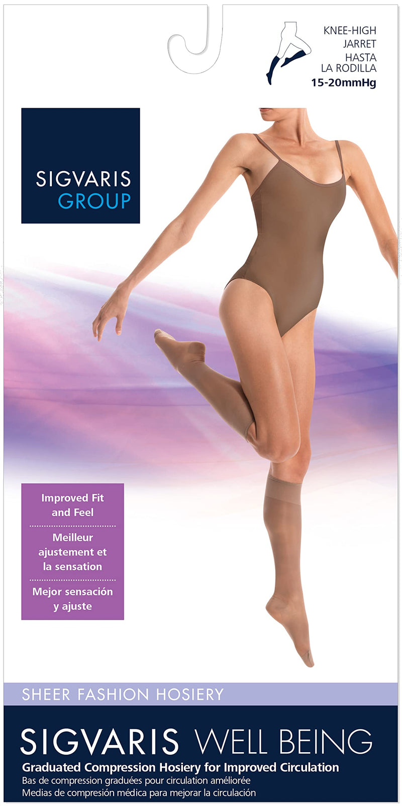 [Australia] - SIGVARIS Women's Sheer Fashion 120 Closed Toe Calf Compression Hose 15-20mmHg 10 - 12 Natural Beige 