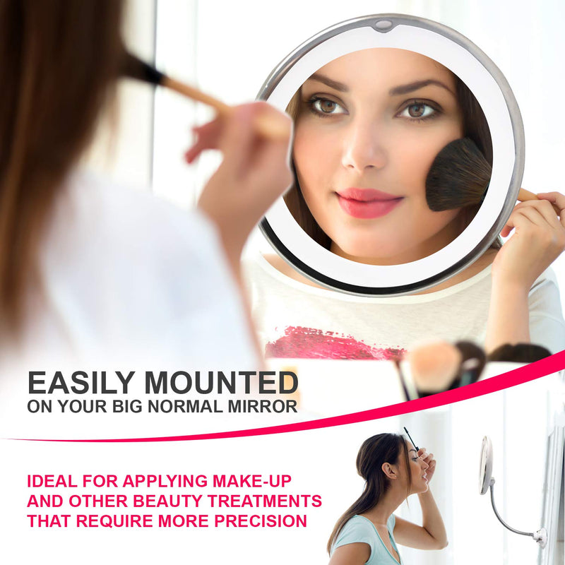 [Australia] - UBEQEÔ 10X magnifying makeup mirror with light | adjustable gooseneck suction cup (10X Magnification) 10X Magnification 
