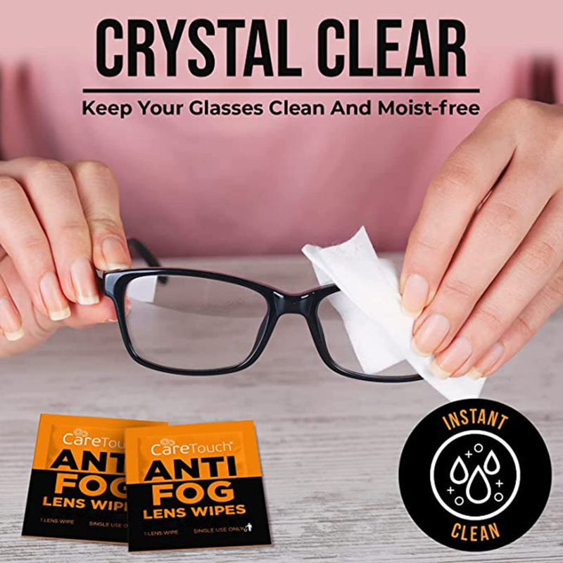[Australia] - Care Touch Anti Fog Wipes for Glasses, 100 Individually Wrapped Antifog Lens Wipes Anti-Fog 