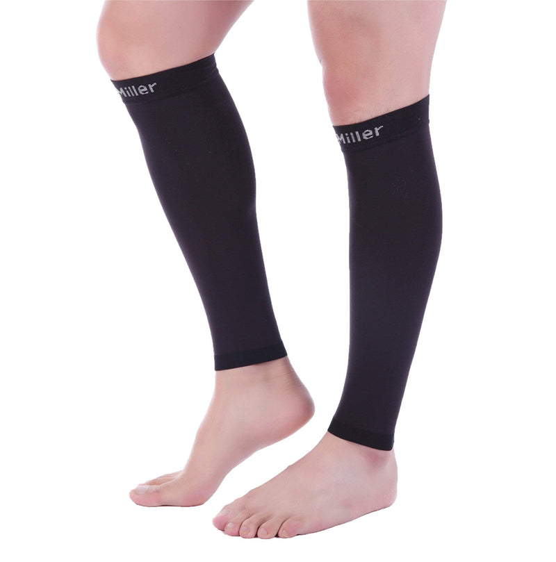 [Australia] - Doc Miller Calf Compression Sleeve Men - 30-40 mmHg, Medical Grade Calf Sleeves for Men and Women Supports Shin Splints, and Varicose Veins Recovery - 1 Pair Medium Size - Black Calf Sleeve Jet Black 