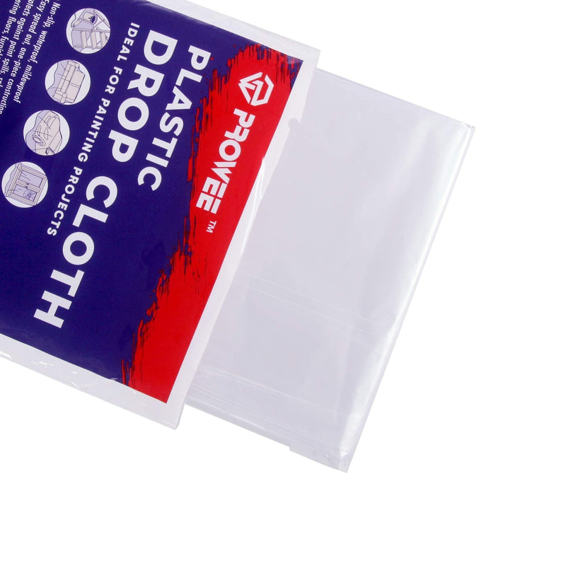 [Australia] - PROWEE Plastic Drop Cloth for Painting 9-Feet x 12-Feet Plastic Sheeting Waterproof Paint Floor Cover Plastic Drop Sheet Painters Clear Tarp 9ft x 12ft 