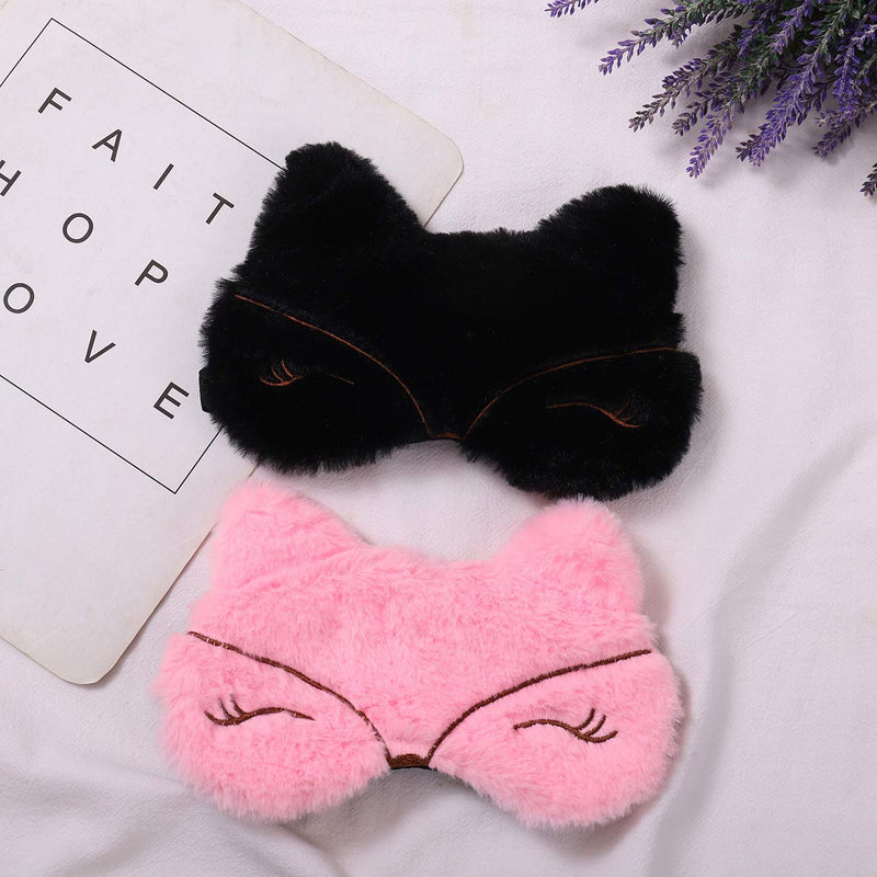 [Australia] - Laahoem Animal Sleep Eye Mask Cute Funny 3D Soft Fluffy Cartoon Eye Mask for Sleeping Travel Breathable Eyeshade Mask Kids Adult Women Fox Black 