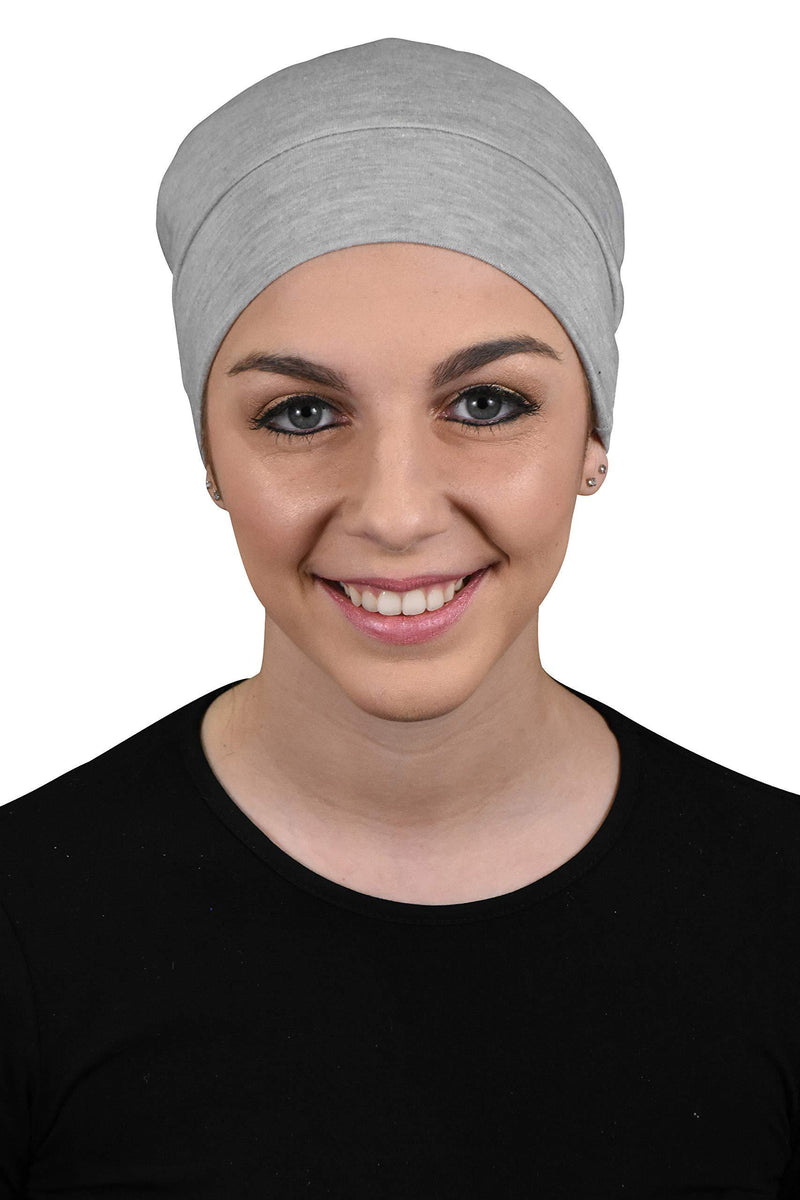 [Australia] - Landana Headscarves Womens Soft Sleep Cap Comfy Cancer Wig Liner & Hair Loss Cap Light Heather Grey 