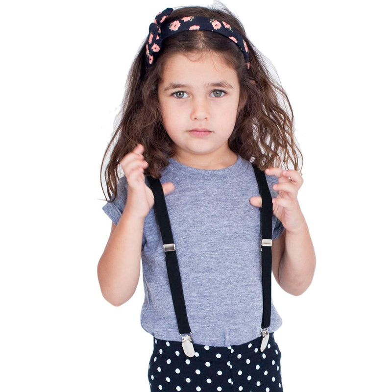 [Australia] - ELENKER Baby Boys Adjustable Elastic Solid Color Suspenders, 1" Wide 22 Inches (7 months-3yrs) Black 