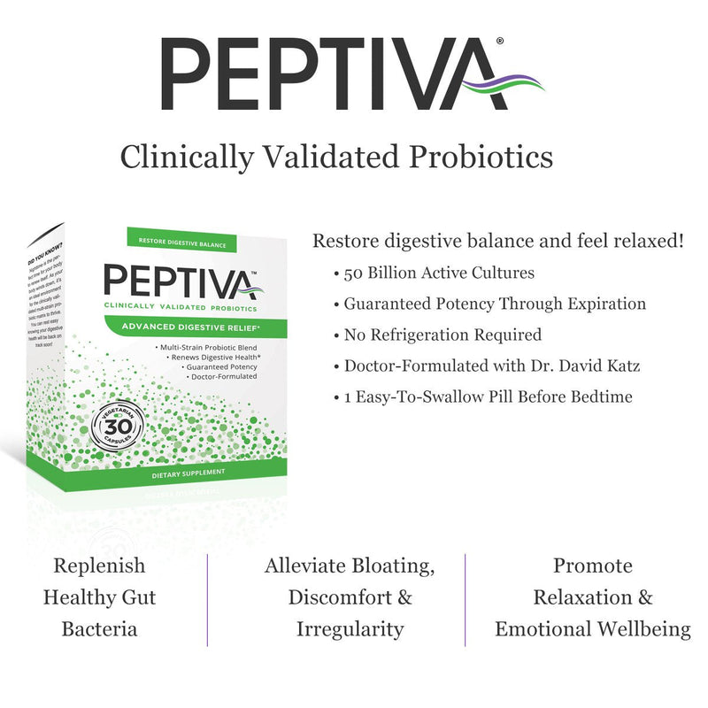 [Australia] - Peptiva Advanced 50 Billion CFU Probiotic - Digestive Relief - Clinically Validated, Premium Probiotic, 30ct 