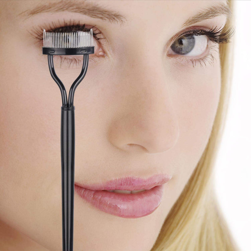 [Australia] - 4 Pcs Curved Eyelash Comb Mascara Separator Metal Teeth Lash Curler Eyebrow Definer Makeup Grooming Brush 