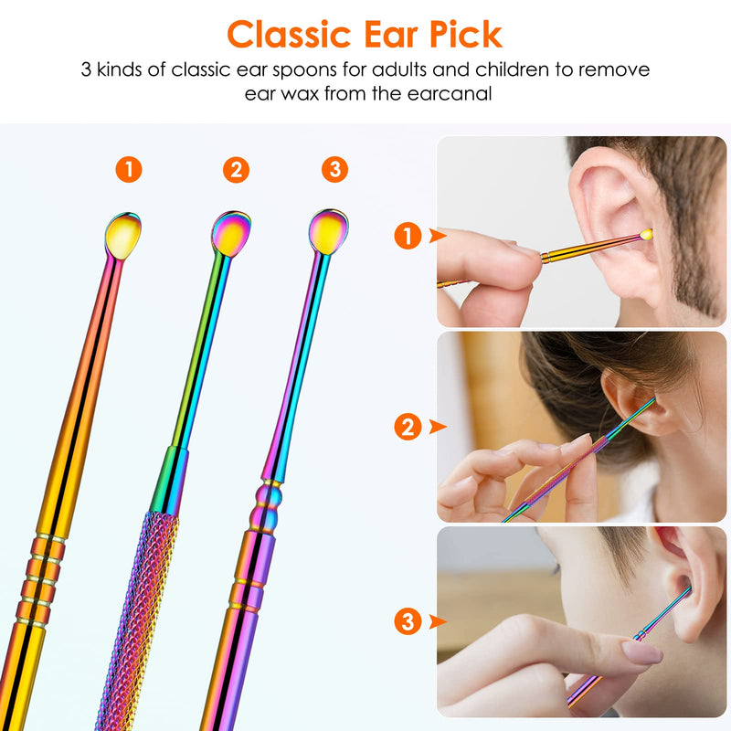 [Australia] - Ear Cleaning Kit,Safe Ear Wax Removal Tool,Earwax Removal Kit,Easy to Use,Painless Ear Pick,with Storage Box and Cleaning Brush (Titanium) Titanium 