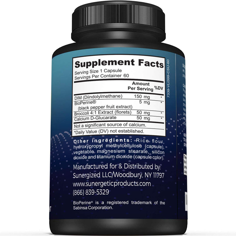 [Australia] - Premium DIM Supplement–Includes 150mg of DIM (diindolylmethane), Broccoli, Calcium D-Glucarate & Bioperine- DIM Capsules for Men & Women–DIM Complex for Menopause Support & Balance - 60 DIM Capsules 