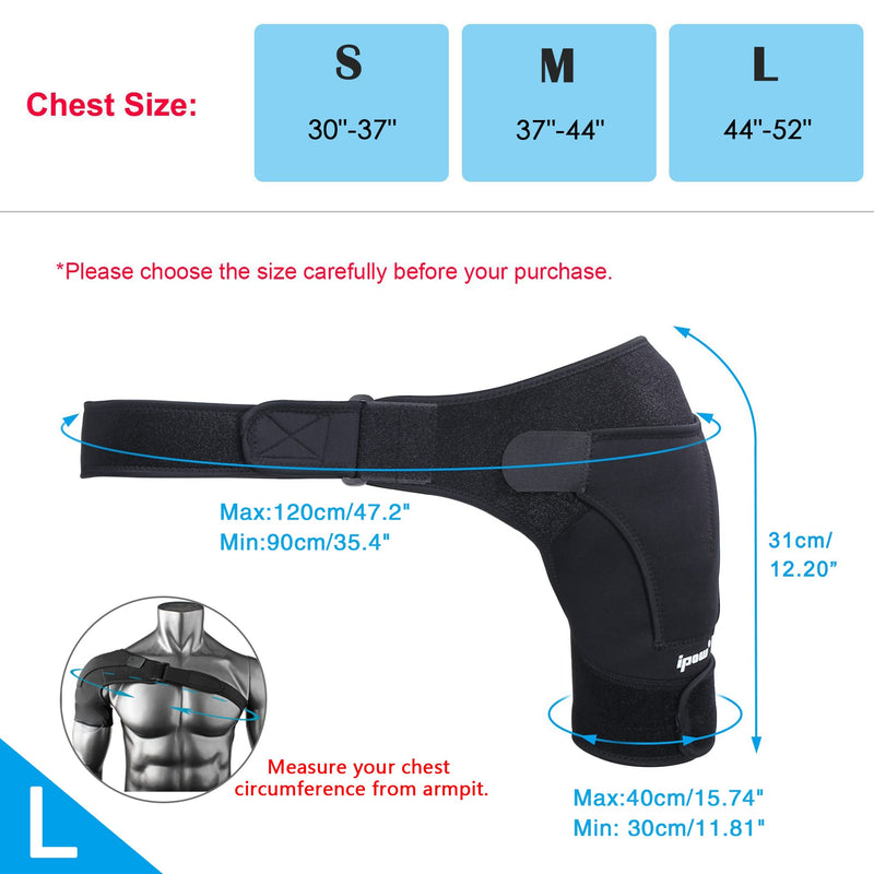 [Australia] - ipow Adjustable Unisex Shoulder Support Brace Strap Fits Left or Right Shoulder Helps Shoulder Stability - L Large 