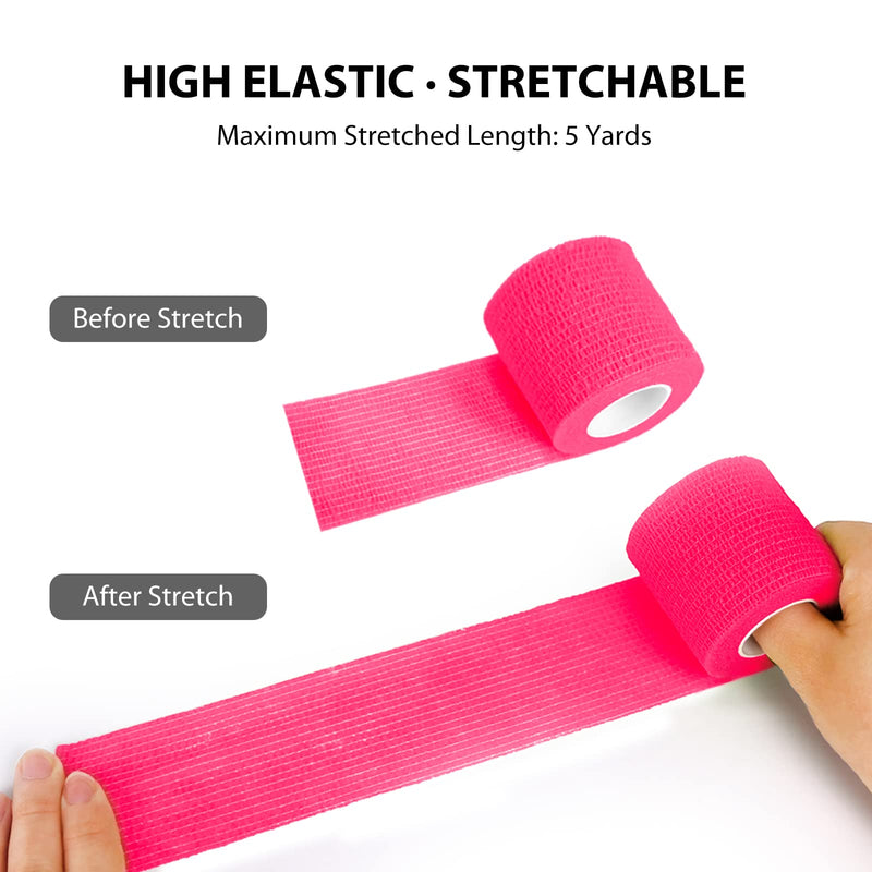 [Australia] - FriCARE Nonwoven Self-Adhesive Bandage, Self-Adherent Cohesive First Aid Medical Wrap, Elastic Athletic/Vet Tape for Wrist 2 Inches Wide 2 Inch x 5 Yards Pink 