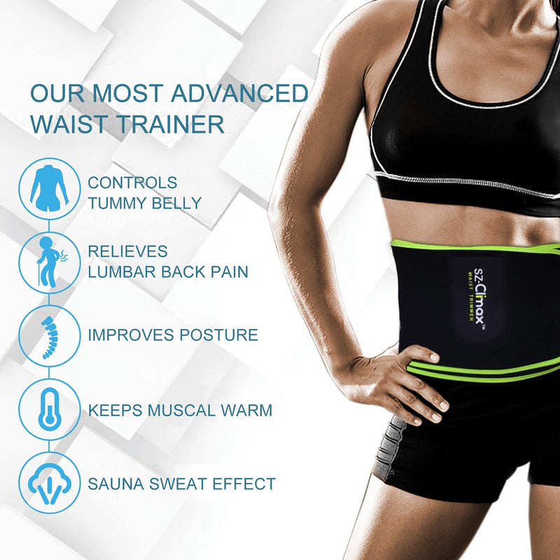 [Australia] - SYXUPAP Waist Trimmer - Waist Trainer Neoprene Sauna Sweat Belt, Back Support, Best Abdominal Fitness Trainer for Men & Women - Running and Workout Green 