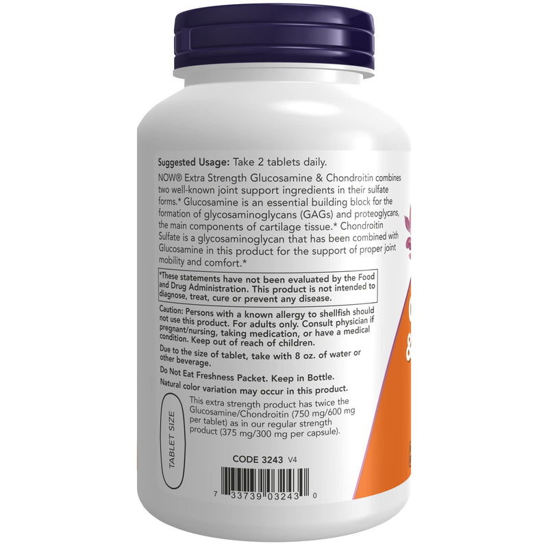 [Australia] - NOW Supplements, Glucosamine & Chondroitin Extra Strength, Sulfate Forms, 120 Tablets 