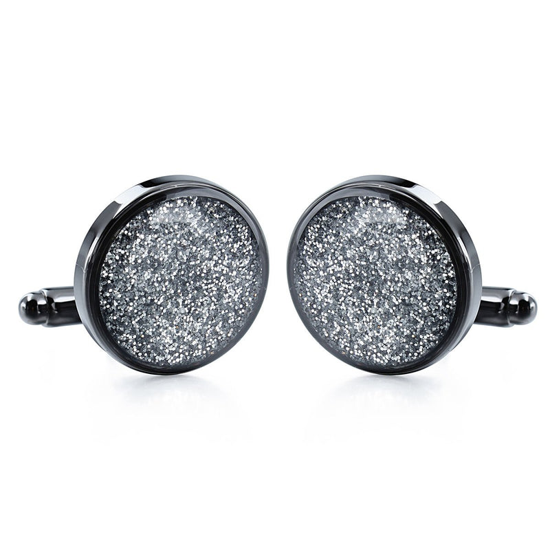 [Australia] - HAWSON Cufflinks and Tuxedo Studs Set for Mens Diamond dust Cufflinks - Business Gift Wedding Party Accessories… cufflinks Black 