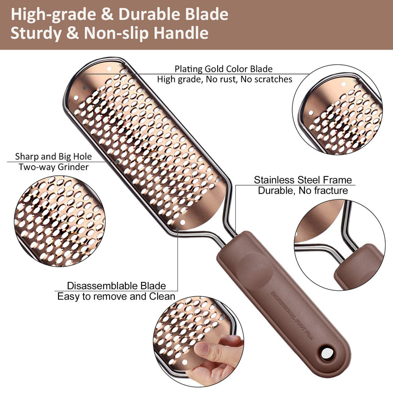 [Australia] - Pedicure Foot File Callus Remover - BTArtbox Large Foot Rasp Colossal Foot Scrubber Professional Stainless Steel Callus File for Wet and Dry Feet A-Gold Coarse Foot File 