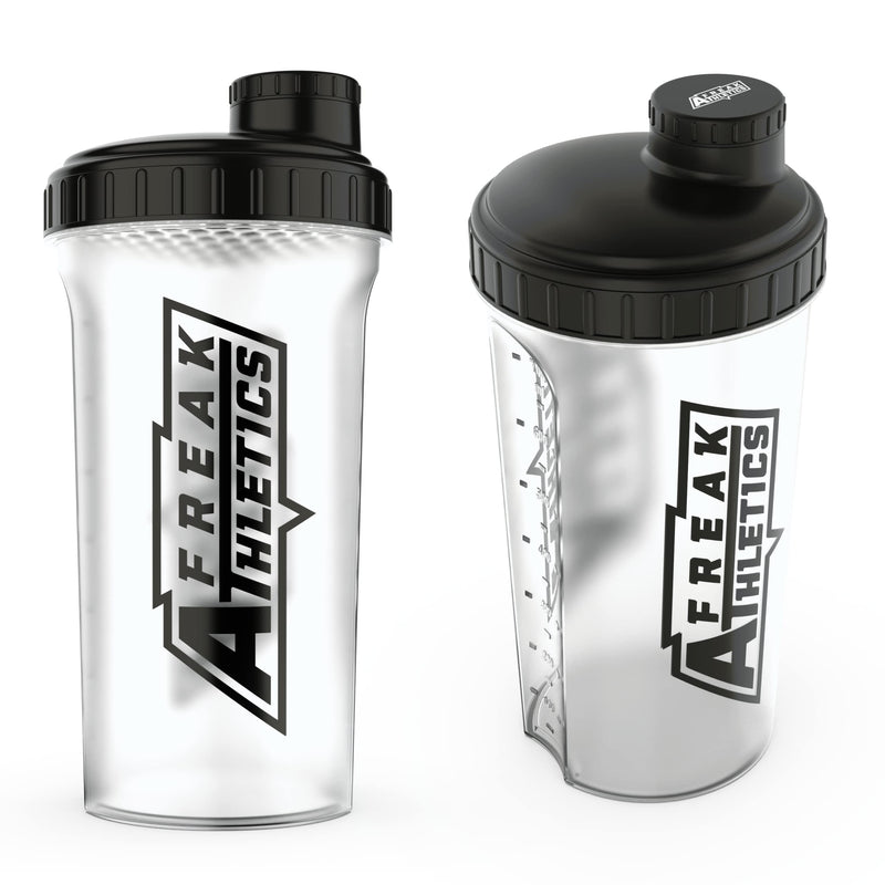 [Australia] - Protein Shaker Bottle 700ml Premium BPA Free shaker Bottle by Freak Athletics (Clear Transparent / Black Lid) Clear Transparent / Black Lid 