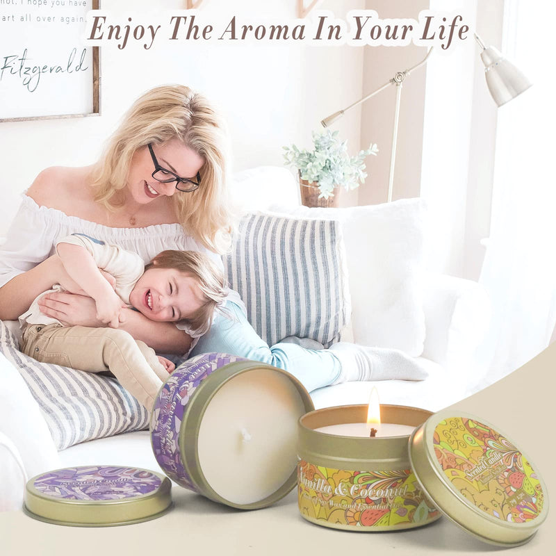 [Australia] - Scented Candles Set, Natural Soy Wax Candles in Portable Tin, Aromatherapy Candle Gift Set for Mother's Day, Christmas, Birthday, Ideal for Yoga, Relaxation, Meditation, 6 Packs 