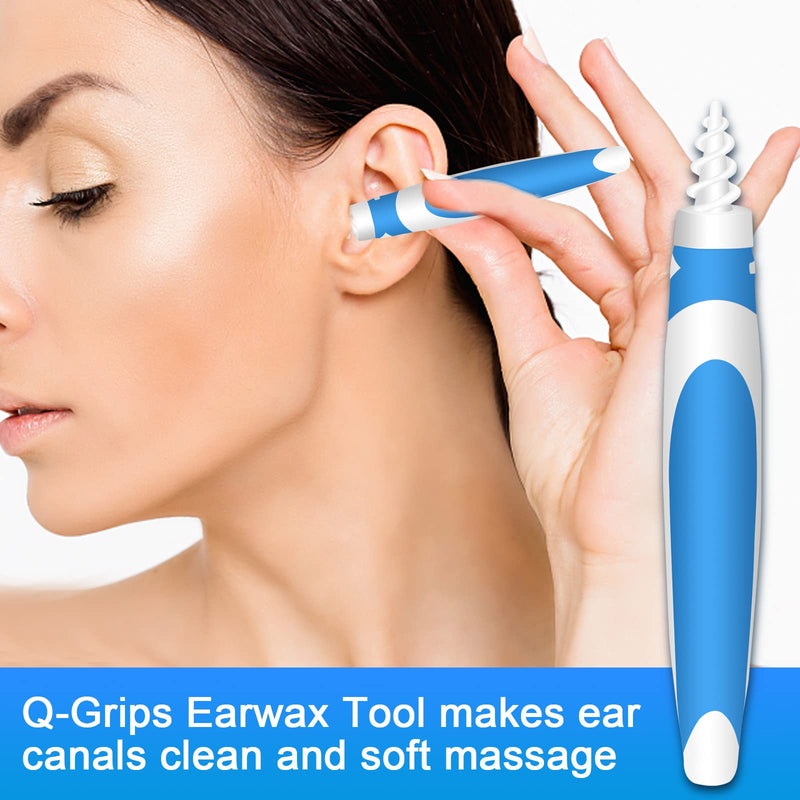 [Australia] - Q Grips Ear Wax Remover Soft Spiral Qgrips Earwax Removal Tool with 16 Replacement Heads Reusable Q Twist Silicone Ear Cleaner Magic Ear Cleaner Suitable Swab for Adult Children 