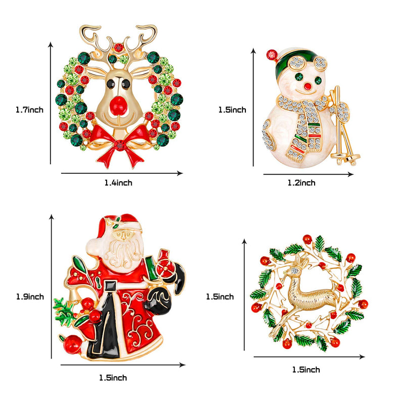 [Australia] - 9 Pieces Enamel Christmas Brooch Pins Jewelry for Woman Kids Holiday Xmas Gift Party Multiple Styles 