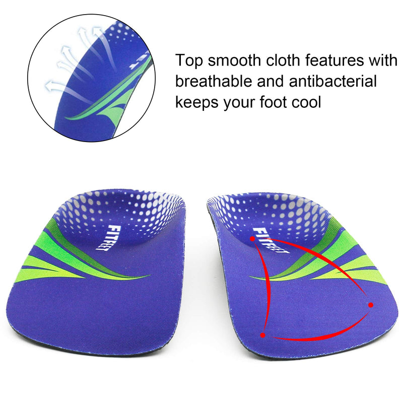 [Australia] - RooRuns FitFeet Orthotic Inserts 3/4 Length, High Arch Support Foot Insoles for Over-Pronation, Plantar Fasciitis, Flat Feet - Shoe Inserts for Walking, Running Men and Women S | Men's 5-6, Women's 6-7 
