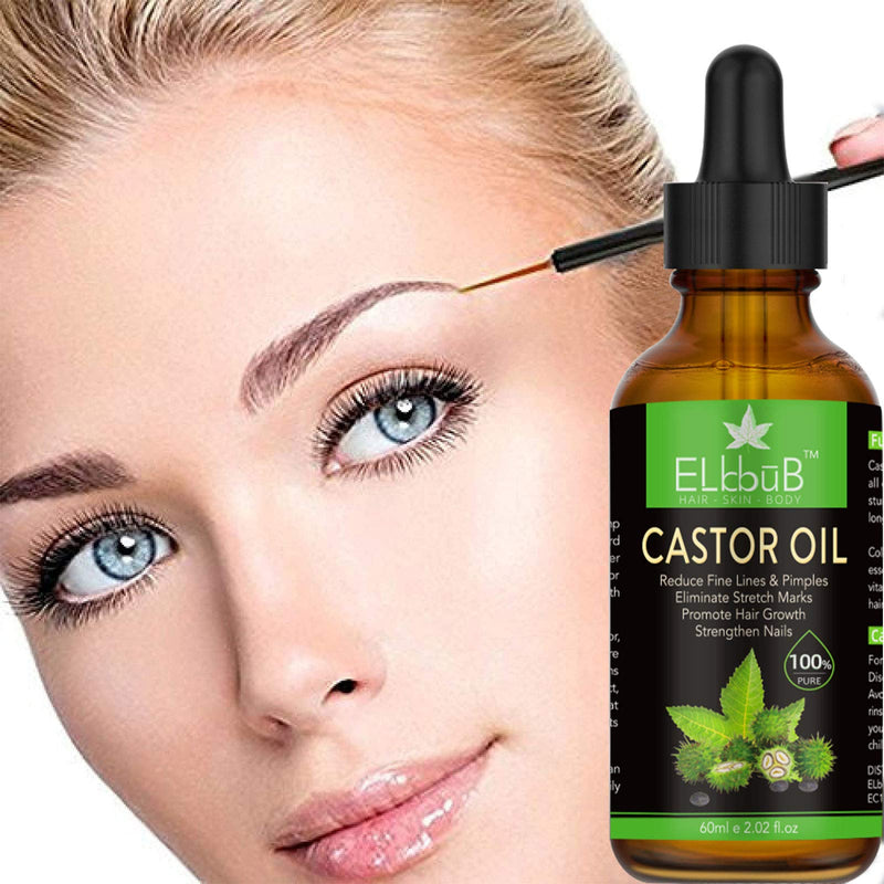 [Australia] - Castor Oil (60ml) - w/Free Lash and Brow Brushes,Pure Castor Oil for Hair,Eyelashs,Eyebrows,Skin,Hair Growth and Face, Birthday Gifts for Women Men Mum Wife Her 