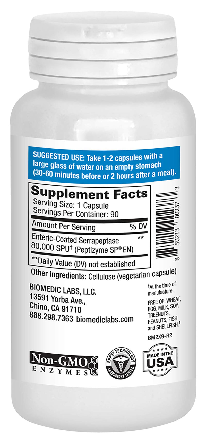 [Australia] - Serra-RX 80,000 SPU Serrapeptase - Enteric Coated Proteolytic Systemic Enzyme, Non-GMO, Gluten Free, Vegan, Supports Sinus & Lung Health, 90 Veg Capsules 