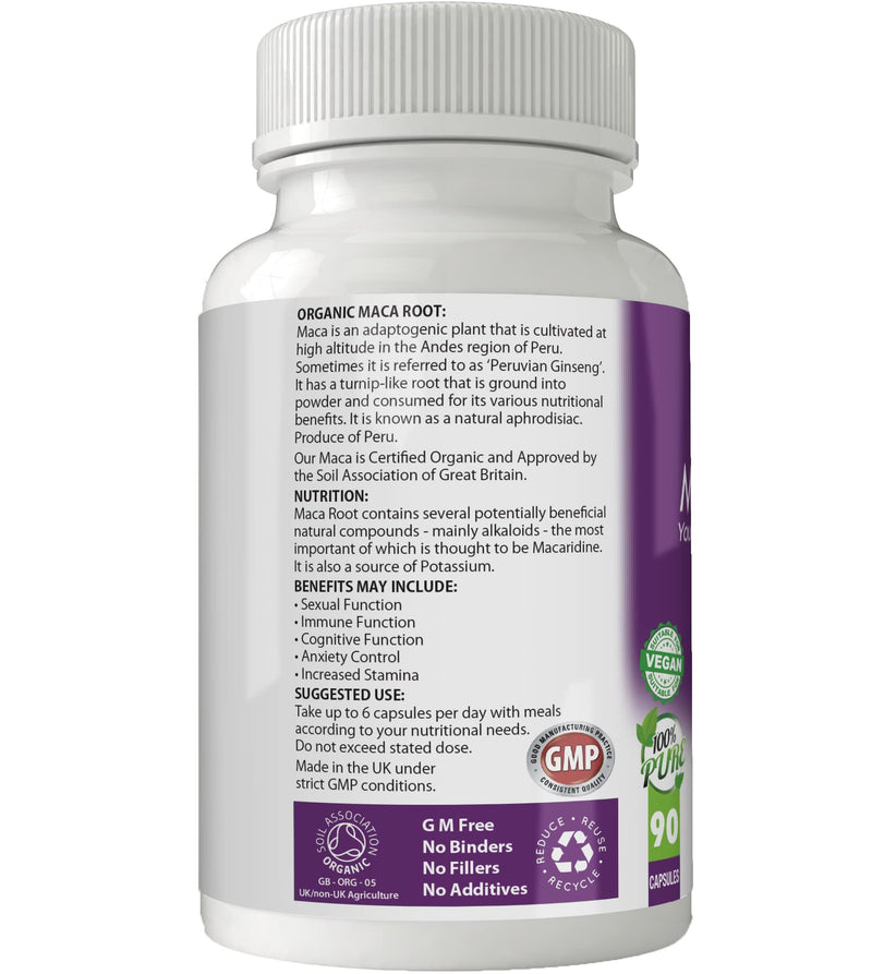 [Australia] - Simply Pure Organic Vegan Maca Root Capsules x 90, 500mg, 100% Natural Soil Association Certified, Gluten Free and GM Free 