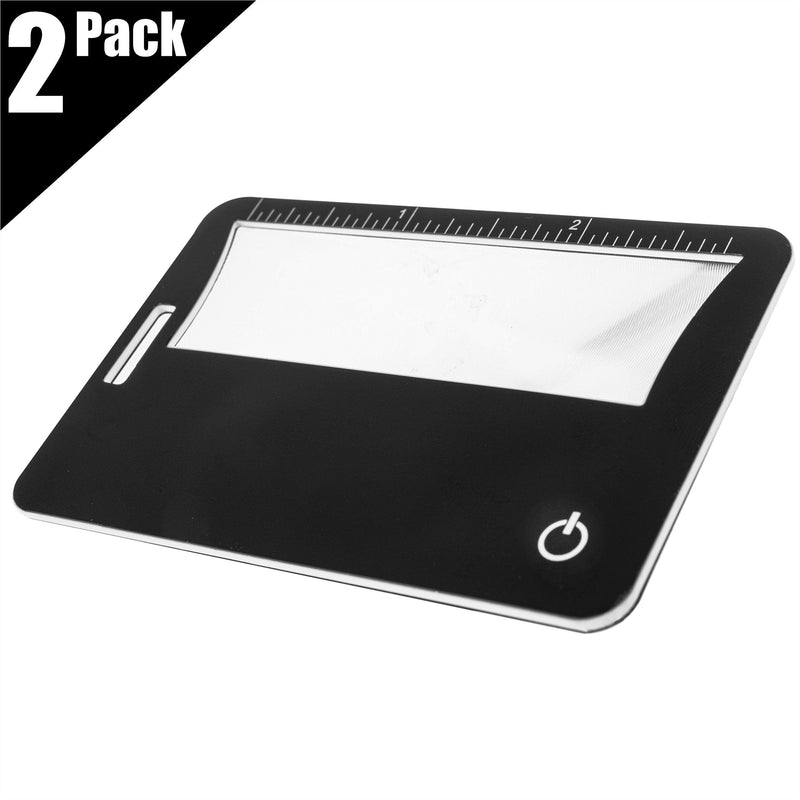 [Australia] - 2 Credit Card Size Fresnel Lens 3x Lighted Magnifiers, Ideal Pocket Magnifier for Reading, Reading Magnifier for Menus, Magnifying Glass with Light or Accessory for ID Badge Holder Retractable Lanyard 