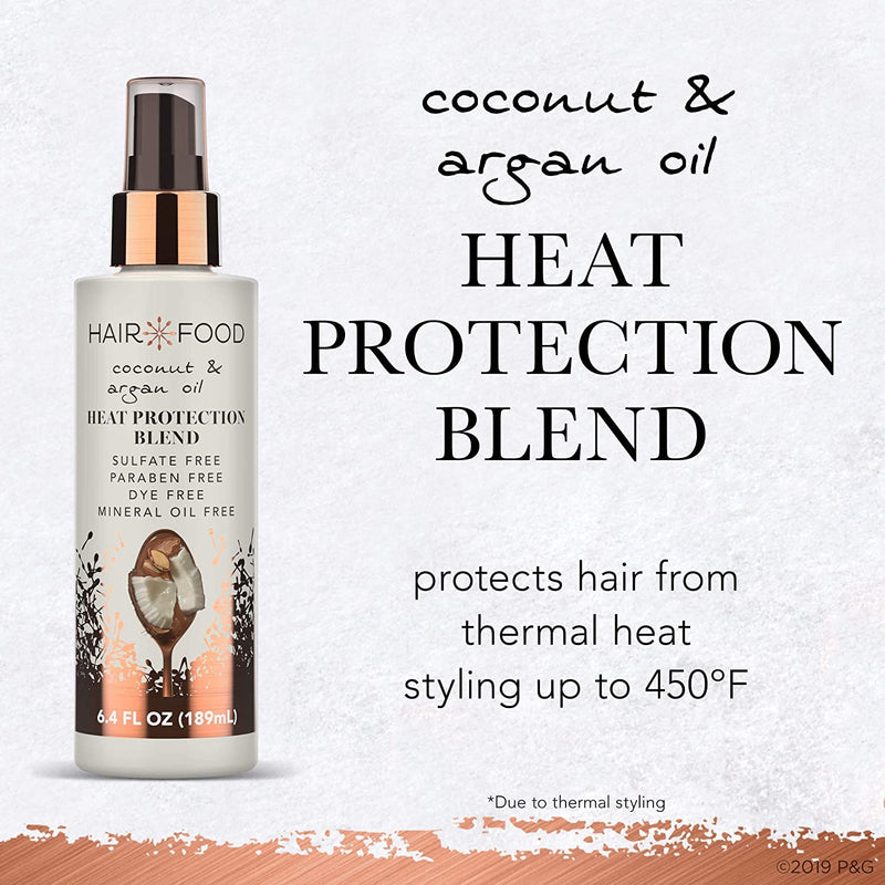 [Australia] - Hair Food Coconut & Argan Oil Heat Protectant Spray Blend, Paraben & Dye Free, 6.4 fl oz 