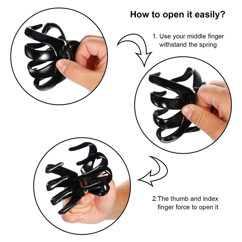 [Australia] - Bememo 4 Pieces Large Grip Octopus Clip Spider Hair Claw Octopus Jaw Hair Claw Clips for Thick Hair (4.5 cm and 8.5 cm, Brown and Black) 4.5 cm and 8.5 cm 