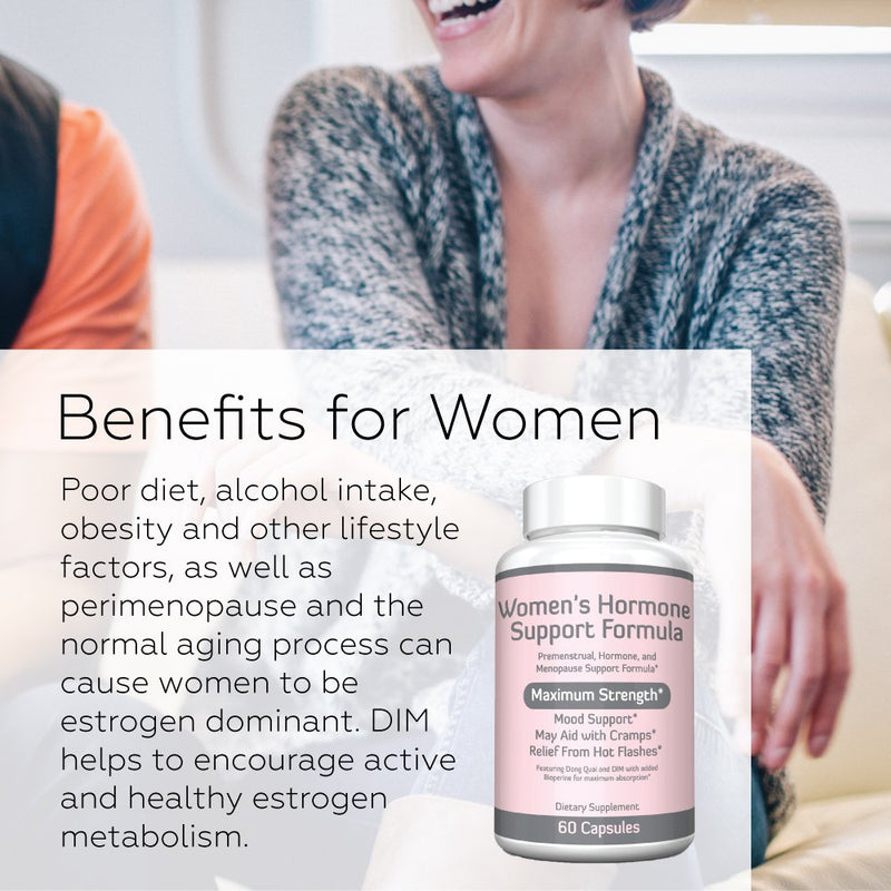 [Australia] - Women's Hormone Support Formula – Extra Strength DIM 200mg with BioPerine, Dong Quai, Vitamin E, Balance Hormones, Estrogen Metabolism, Mood Support, PMS Relief, Menopause Relief, 2 Month Supply 