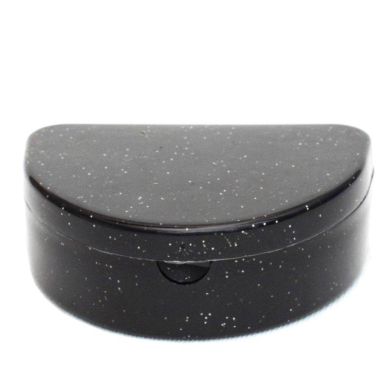 [Australia] - Slim Orthodontic Dental Case - Colour & Glitter Choices for Retainers, Bleaching Trays, Dentures & More (Glitter Black) Glitter Black 