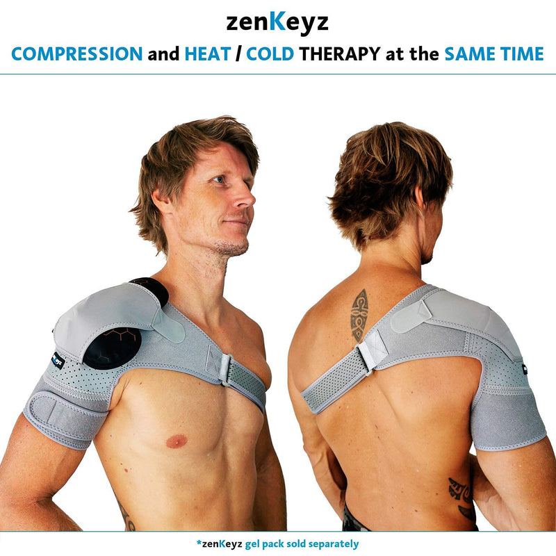 [Australia] - ZENKEYZ Shoulder Brace for Men & Women, Shoulder Immobilizer for Torn Rotator Cuff, Tendonitis, Dislocation, Pain, Neoprene Shoulder Compression Sleeve Wrap (Gray, Small/Medium) Small/Medium (Pack of 1) Gray 
