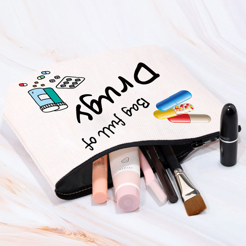 [Australia] - Bag of Drugs Zipper Pouch Makeup Bag Funny Drugs Bag Travel Drug Bag Cosmetic Bag Drug Storage Bag Pill Medicine Drug Bag Organizer Case 