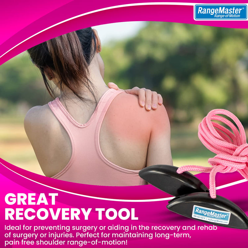 [Australia] - RangeMaster PinkRanger Shoulder Pulley with Patient Guide │ Aids Recovery and Rehabilitation │ Helps Enhance Pain Free Range of Motion │ Adjustable, Metal Bracket Door Attachment Pink 