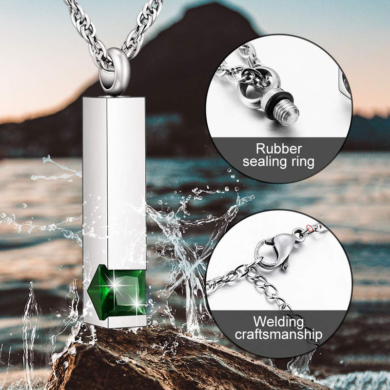 [Australia] - Dletay Crystal Cremation Jewelry for Ashes Birthstone Memorial Ashes Necklace Cube Urn Necklace for Ashes May 