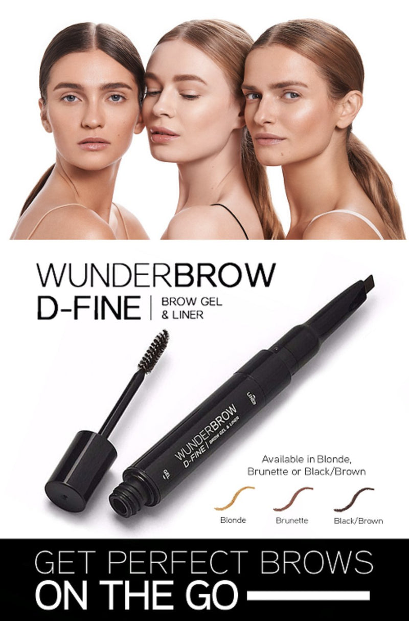 [Australia] - Wunder2 D-Fine Brow Pencil & Eyebrow Gel Multi-Use for Fuller Brows, Brunette (Brow Liner 0.007 Oz & Brow Gel 0.1 Oz) 