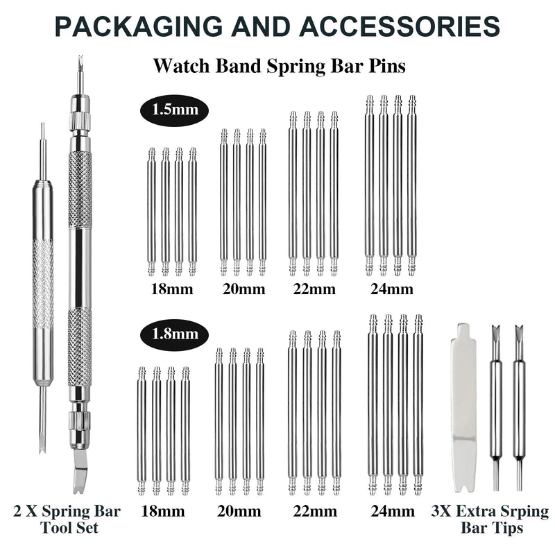 [Australia] - EFIXTK Spring Bar Tool,Watch Band Tool Set, Watch Wrist Bands Strap Removal Repair Fix Kit with Extra 3 Tips Pins & 32PCS Heavy Duty 316 Stainless Steel Pins 