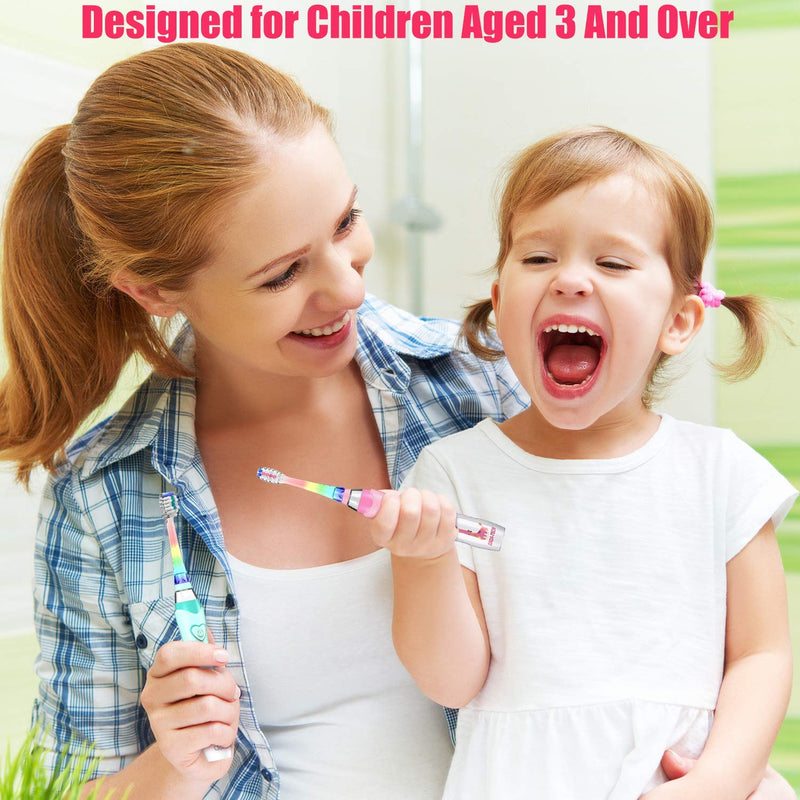 [Australia] - Dada-Tech Kids Electric Toothbrush, Sonic Childrens Battery Powered Soft Tooth Brush with Timer for Junior Boys and Girls Ages 3+, Rainbow Flashing LED Light, Waterproof, 3 Brush Heads (Pink) Pink 
