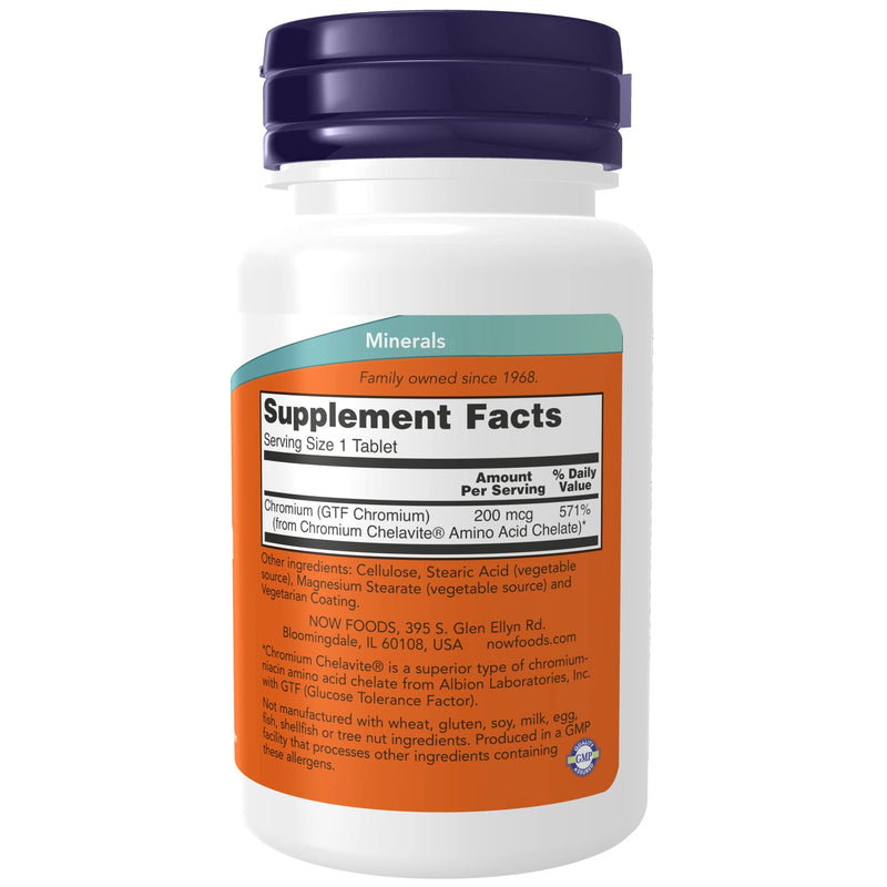 [Australia] - NOW Supplements, GTF (Glucose Tolerance Factor) Chromium 200 mcg, Insulin Co-Factor*, 100 Tablets 