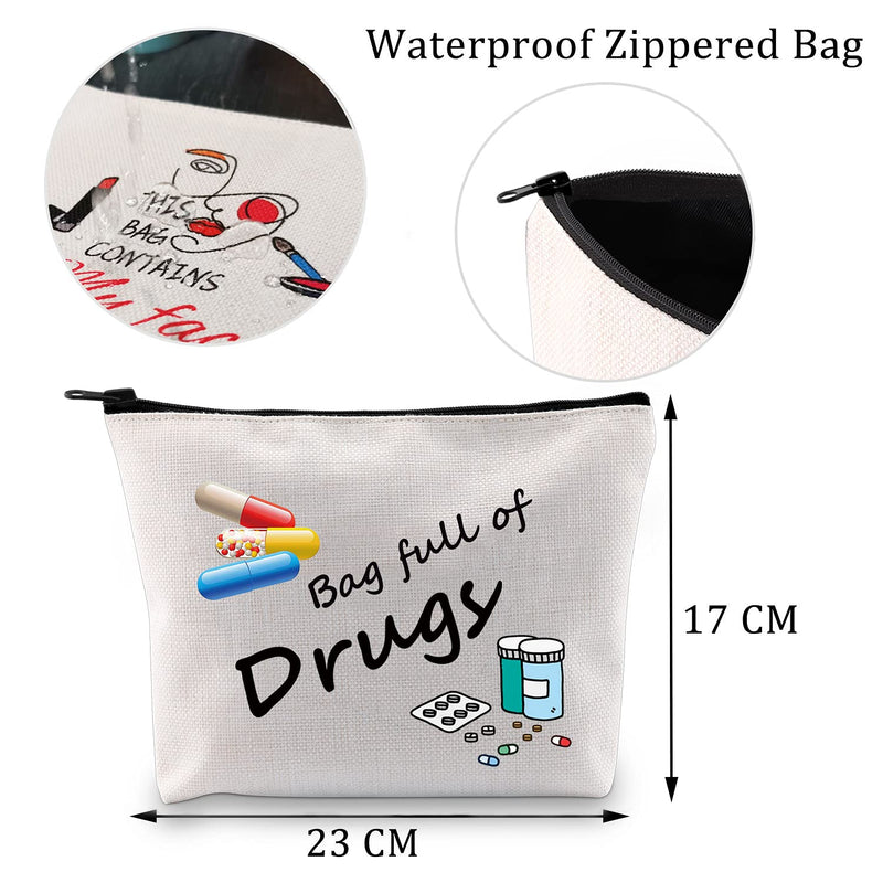 [Australia] - Bag of Drugs Zipper Pouch Makeup Bag Funny Drugs Bag Travel Drug Bag Cosmetic Bag Drug Storage Bag Pill Medicine Drug Bag Organizer Case 