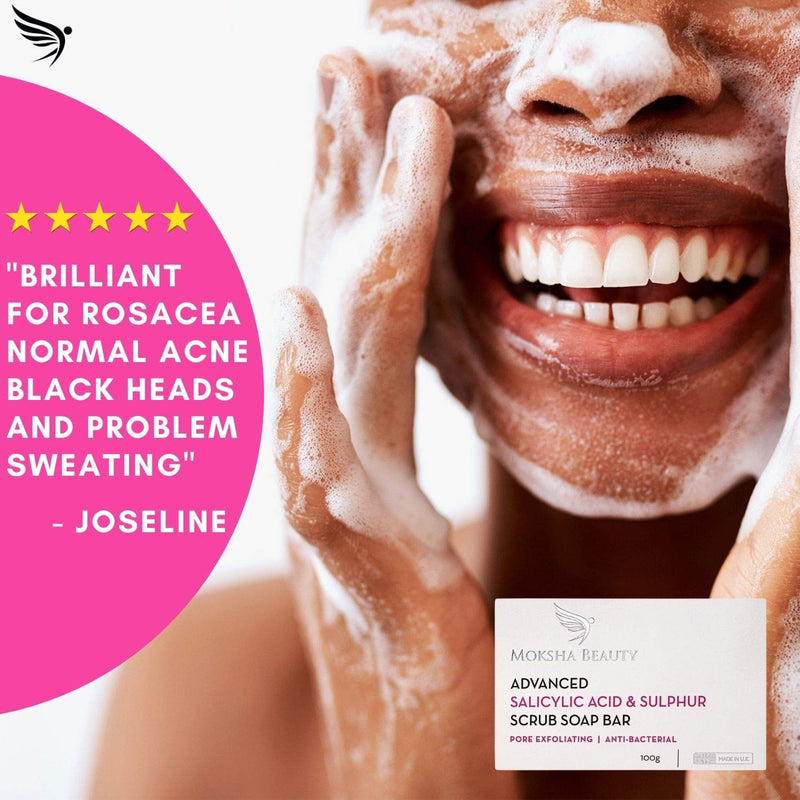[Australia] - Sulphur Soap Bar with Salicylic Acid - [Made In U.K] Advanced Salicylic Acid & Sulphur Scrub Treatment Face Soap Bar | Paraben and Cruelty Free - 100g 