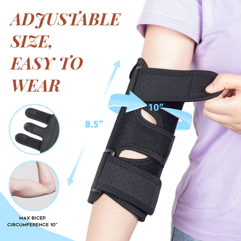 [Australia] - Two-Way Use Elbow Brace & Elbow Splint, Night Elbow Sleep Support, Adjustable Tendonitis Elbow Arm Brace for Ulnar Nerve Entrapment, Cubital Tunnel Syndrome, Golfers, Tennis Men & Women ( Medium) Black 