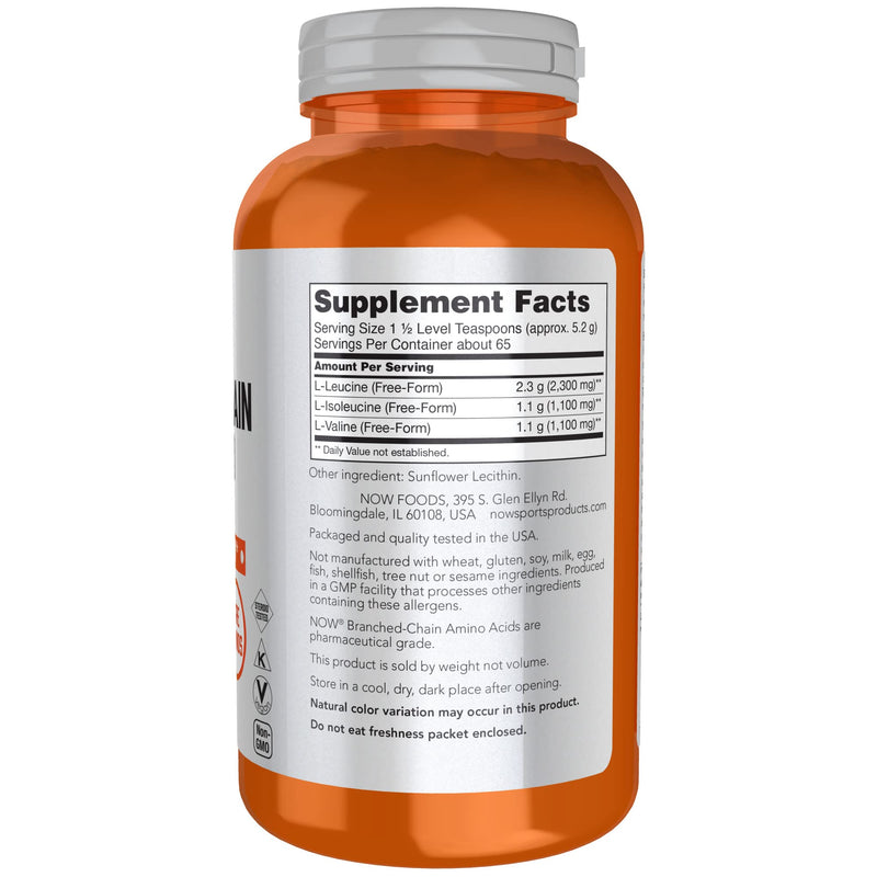[Australia] - NOW Sports Nutrition, Branched Chain Amino Acid Powder with Leucine, Isoleucine, and Valine, 12-Ounce 