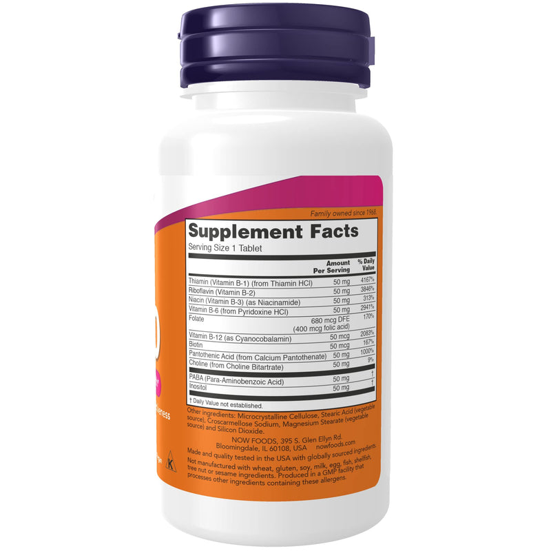 [Australia] - NOW Supplements, Vitamin B-50 mg, Energy Production*, Nervous System Health*, 100 Tablets 