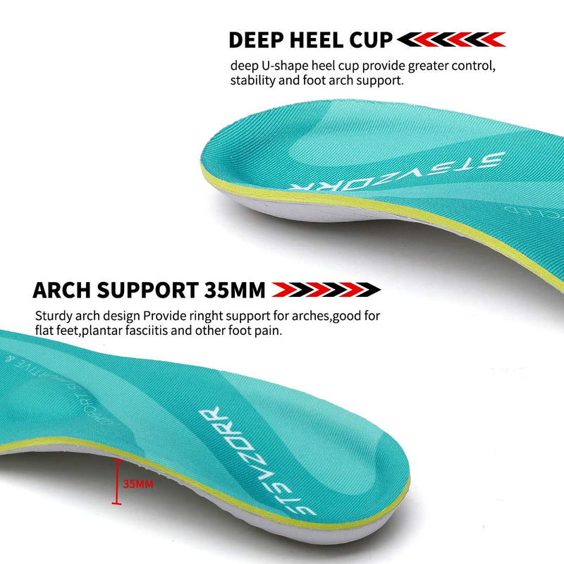 [Australia] - Comfort Arch Support Insoles,Running Shoe Orthotic Inserts for Arch Support and Cushion,Unisex(Size:UK 4,Length:9.05",Light Green) Size:UK-4--9.05" Light Green 