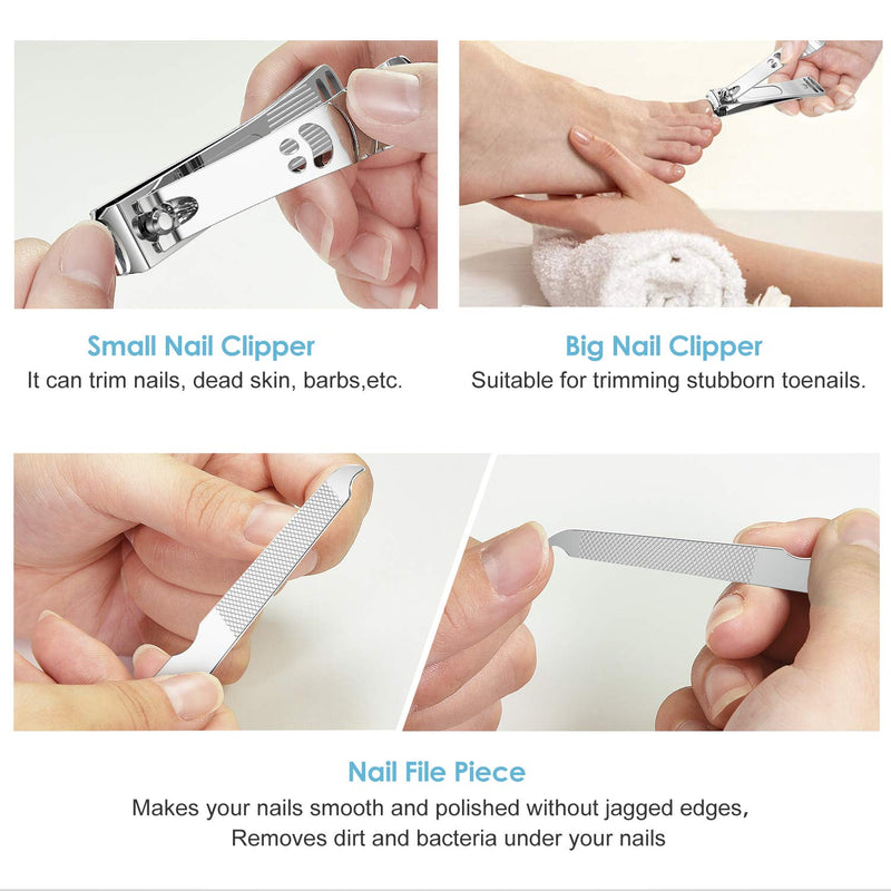 [Australia] - longzon Nail Clippers, 2 Pack Nail Clipper Set Stainless Steel Nail Cutter Fingernails Toenails Thick Nails Kit for Men&Women 