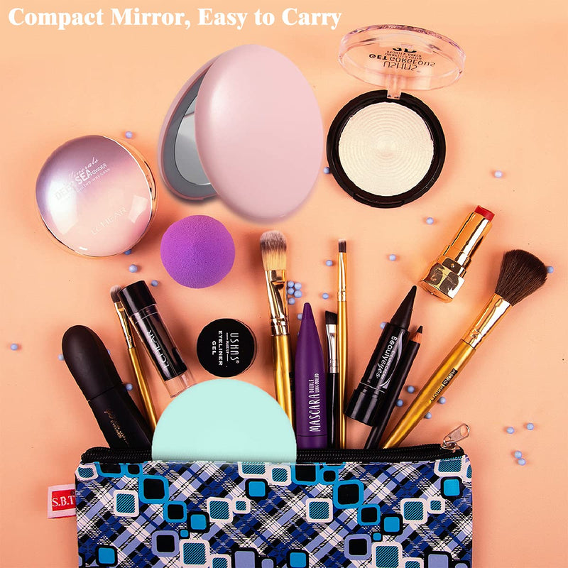 [Australia] - Bocampty Compact Mirror with LED Light，1x/10x Magnifying Rechargeable Travel Mirror, Dimmable 3.5 Inch Small Pocket Makeup Mirror for Handbag,Purse,Handheld 2-Sided Mirror,Gifts for Girls Cyan 1pc 